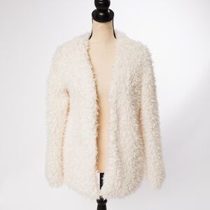 Ivory faux fur fuzzy winter jacket Ambiance M